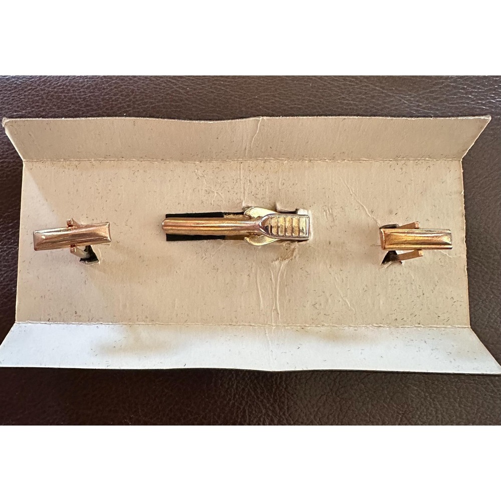 Aloha Hawaiian Cuff Links & Tie Bar Set Tiki - Picture 5 of 5